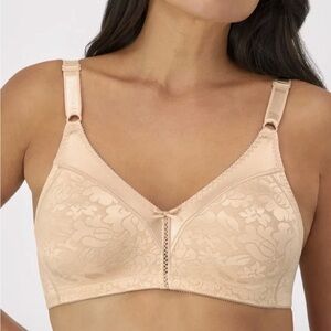Bali Wireless Full Coverage Bra NWT 42C Beige Floral Lace DF3372